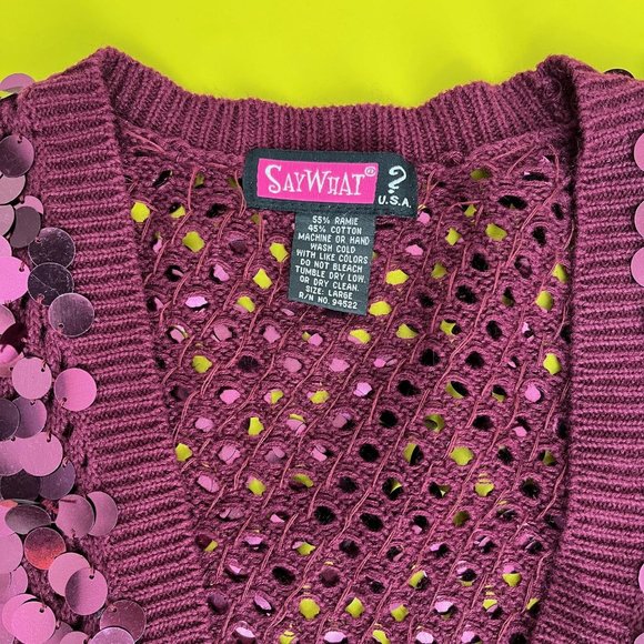 Say What? Y2K Sequin Bolero Shrug, Berry Purple Color, Size Large - Picture 4 of 10